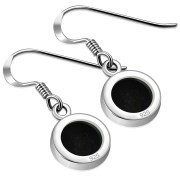Black Onyx Round Silver Earrings - e401